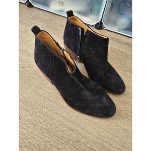 J. Crew Black Suede Side Zip Ankle Booties Women's Size 6.5
